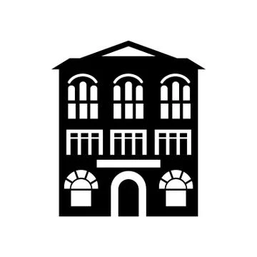 Building with arched windows icon, simple style Ilustración de archivo