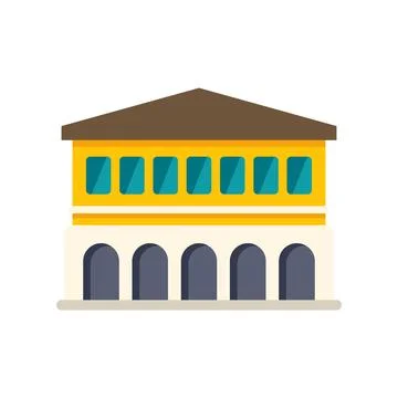 Building with arches and windows flat icon Stock Illustration