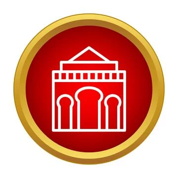 Building architecture icon inside red gold circle Stock Illustration