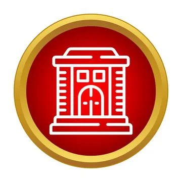 Building architecture icon symbol in red circle Ilustración de archivo