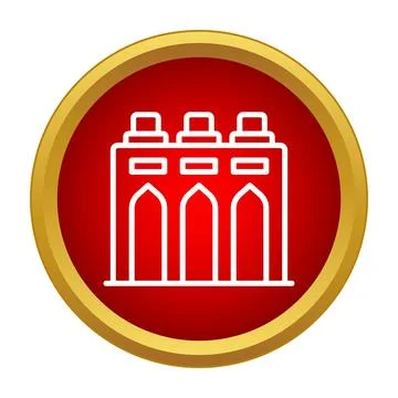 Building architecture icon within red gold circle Ilustración de archivo