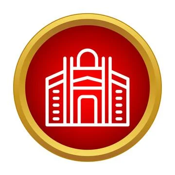 Building architecture line icon design in red circle Ilustración de archivo