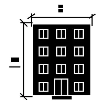 Building - architecture project icon, vector illustration, black sign on Ilustración de archivo