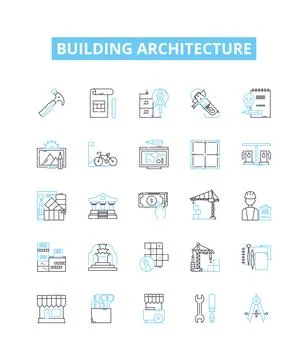 Building architecture vector line icons set. Architecture, Building, Structure Ilustración de archivo