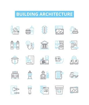 Building architecture vector line icons set. Architecture, Building, Structure Ilustración de archivo