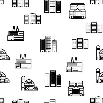 Building Architecture Vector Seamless Pattern Illustrazione stock