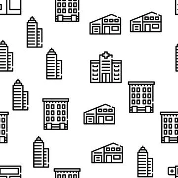 Building Architecture Vector Seamless Pattern Stock Illustration