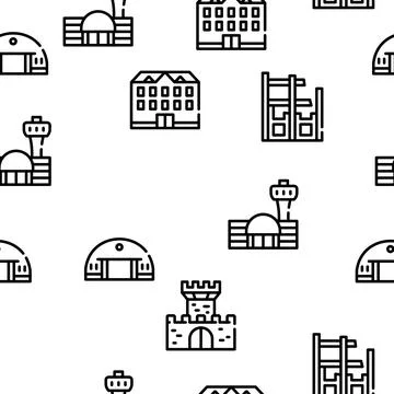 Building Architecture Vector Seamless Pattern Stock Illustration