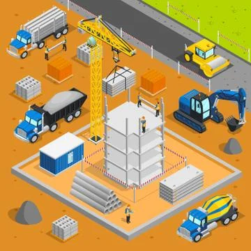 Building Area Isometric Composition Stock Illustration