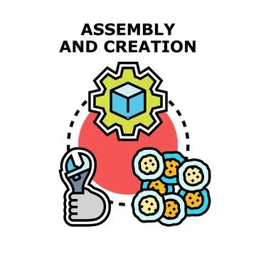 Building, assembly, and creation process concept icon Ilustración de archivo