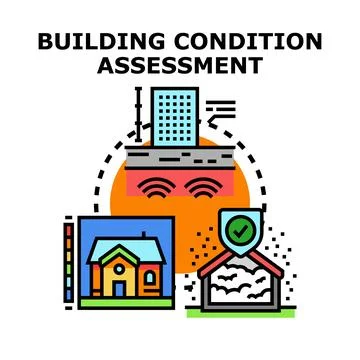 Building assessment evaluating property structural integrity Stock Illustration