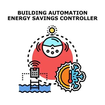 Building automation system controlling energy savings operations Ilustração Stock