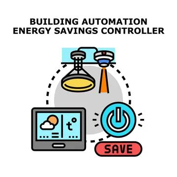 Building automation system controlling energy savings controller Ilustração Stock