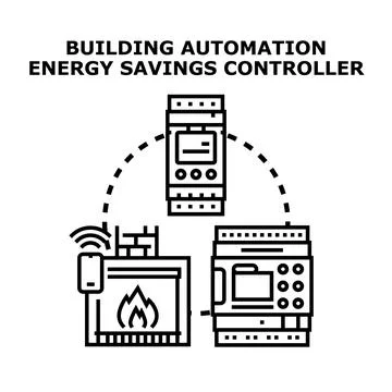 Building automation system managing energy savings and climate control Stock Illustration