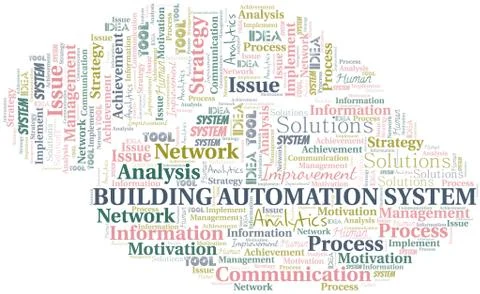 Building Automation System typography vector word cloud. Ilustración de archivo