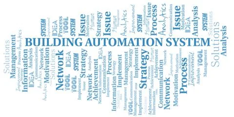 Building Automation System typography vector word cloud. Ilustración de archivo