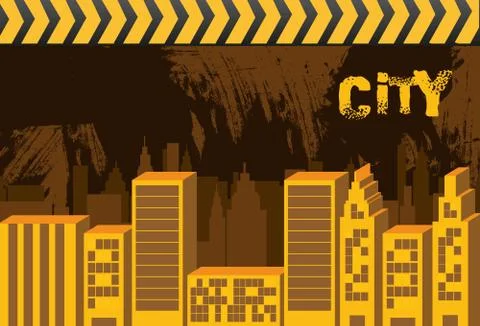 Building background grunge, over background in yellow Ilustración de archivo