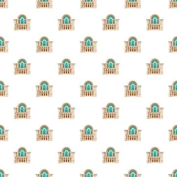 Building balcony window modular architectural seamless pattern Stock Illustration