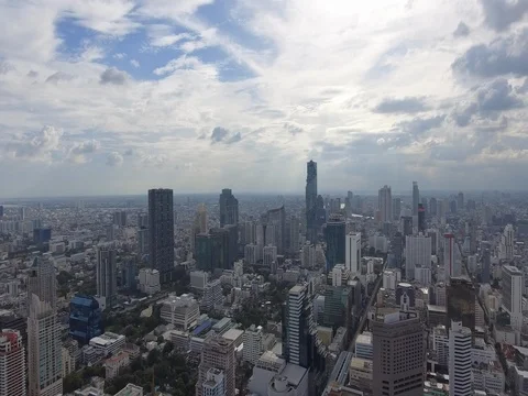 Building of Bangkok city in aerial Stock Footage