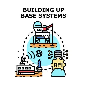 Building base systems for space exploration and data development 스톡 일러스트