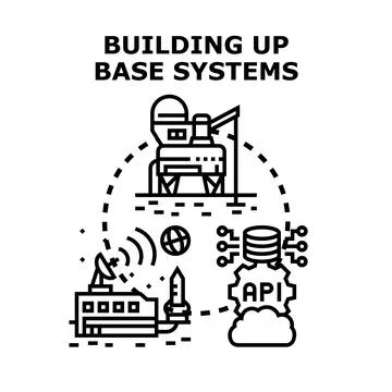 Building base systems for space exploration and data development 스톡 일러스트