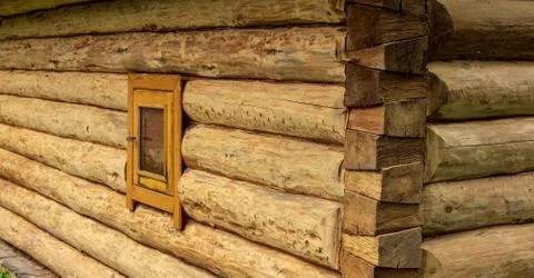 Building, bath, from logs Stock Photos