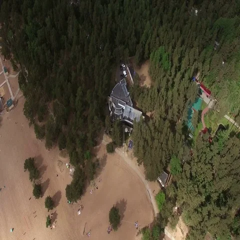 Building on a beach aerial Stock Footage 69622928