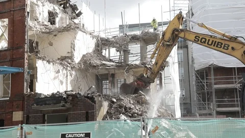 Building being demolished Stock Footage 90721666