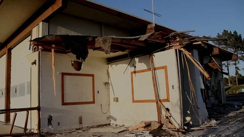 Building being torn down Stock Footage 94694534