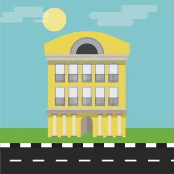 Building Beside Road Иллюстрация