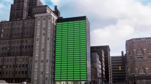 Building Billboard Green Screen Video Overlay Stock Footage 344767415