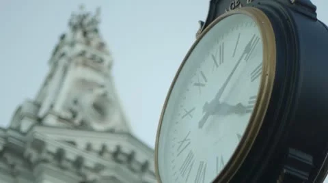 Building with birds and clock Stock Footage 22218892