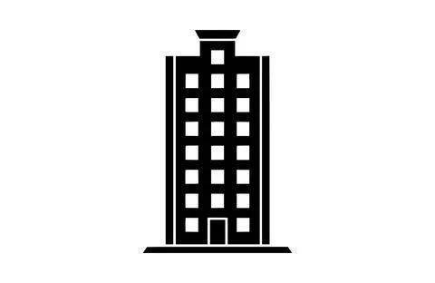 Building black icon, isolated on white background. Vector illustration. Stock Illustration