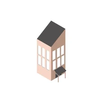 Building block construction architecture isometric style Ilustración de archivo