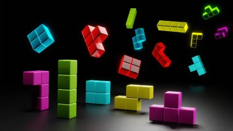 Building blocks  abstract background 3d render middle frame Stock Illustration