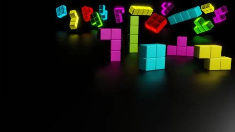 Building blocks  abstract background 3d render right frame Stock Illustration