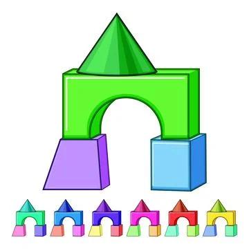 Building blocks creating colorful geometric shape structure Stock Illustration