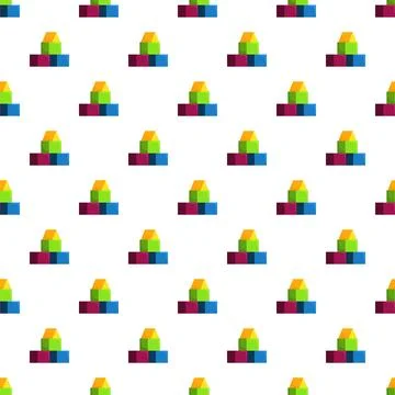 Building blocks creating colorful seamless tower pattern background Stock Illustration