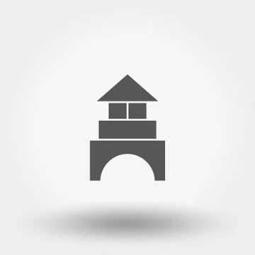 Building blocks. Cubes. Constructor. Toy. Icon. Vector. Silhouette. Flat desi Stock Illustration