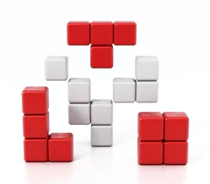 Building blocks forming a cube alltogether. 3D illustration Ilustración de archivo
