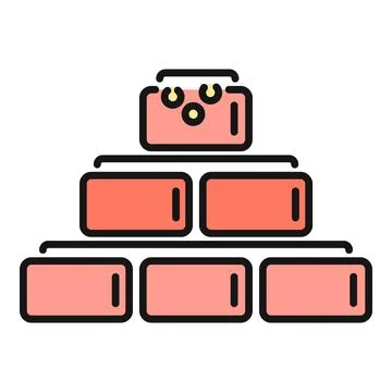 Building blocks forming a pyramid structure icon Stock Illustration