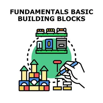 Building blocks fundamentals concept creating development process Stock Illustration