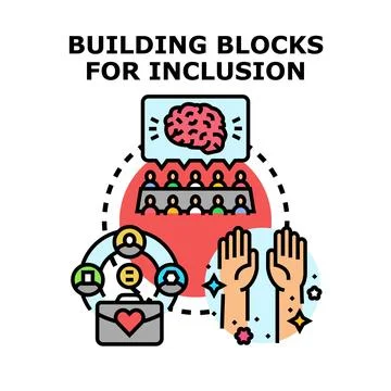 Building blocks for inclusion concept for business development Ilustración de archivo