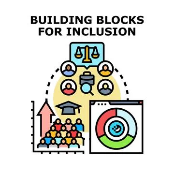 Building blocks for inclusion concept creating diverse workplace Stock Illustration