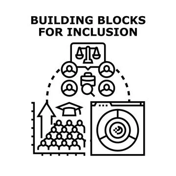 Building blocks for inclusion concept creating diverse workplace Stock Illustration