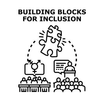 Building blocks for inclusion concept vector illustration Stock Illustration