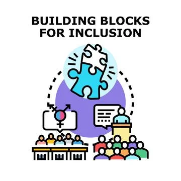 Building blocks for inclusion concept vector illustration Stock Illustration