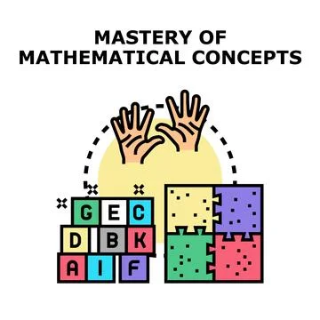 Building blocks for mathematical concept mastery and learning development Stock Illustration