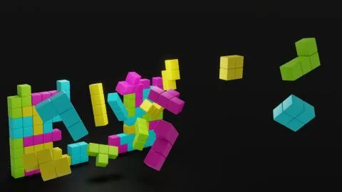 Building blocks Split apart abstract background 3d render Stock Illustration