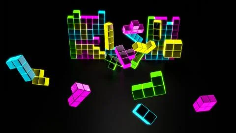 Building blocks Split apart abstract background middle 3d render Stock Illustration